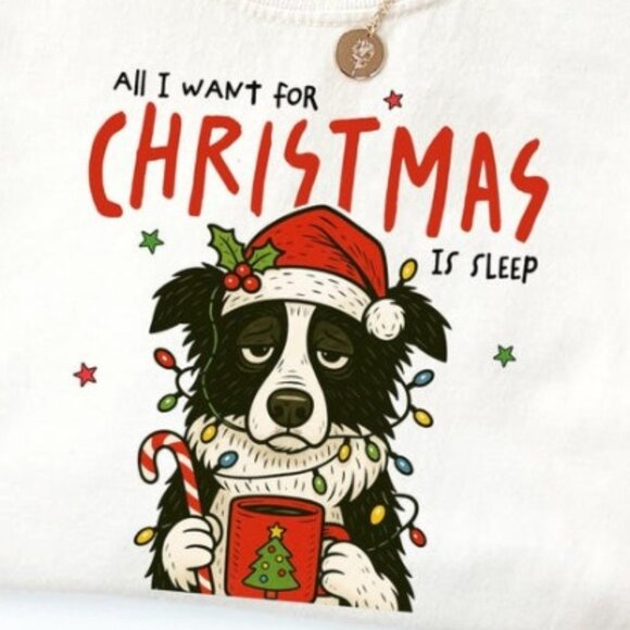 Christmas Dog Shirt, All I Want For Christmas is Sleep Shirt - Picture 2 of 4